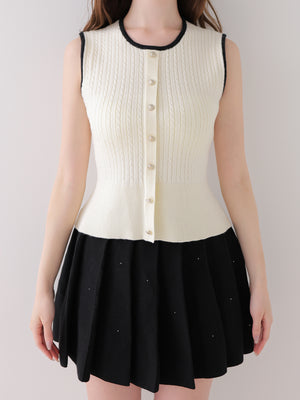 【Pre Order】Rose brooch piping knit setup(eme11084)