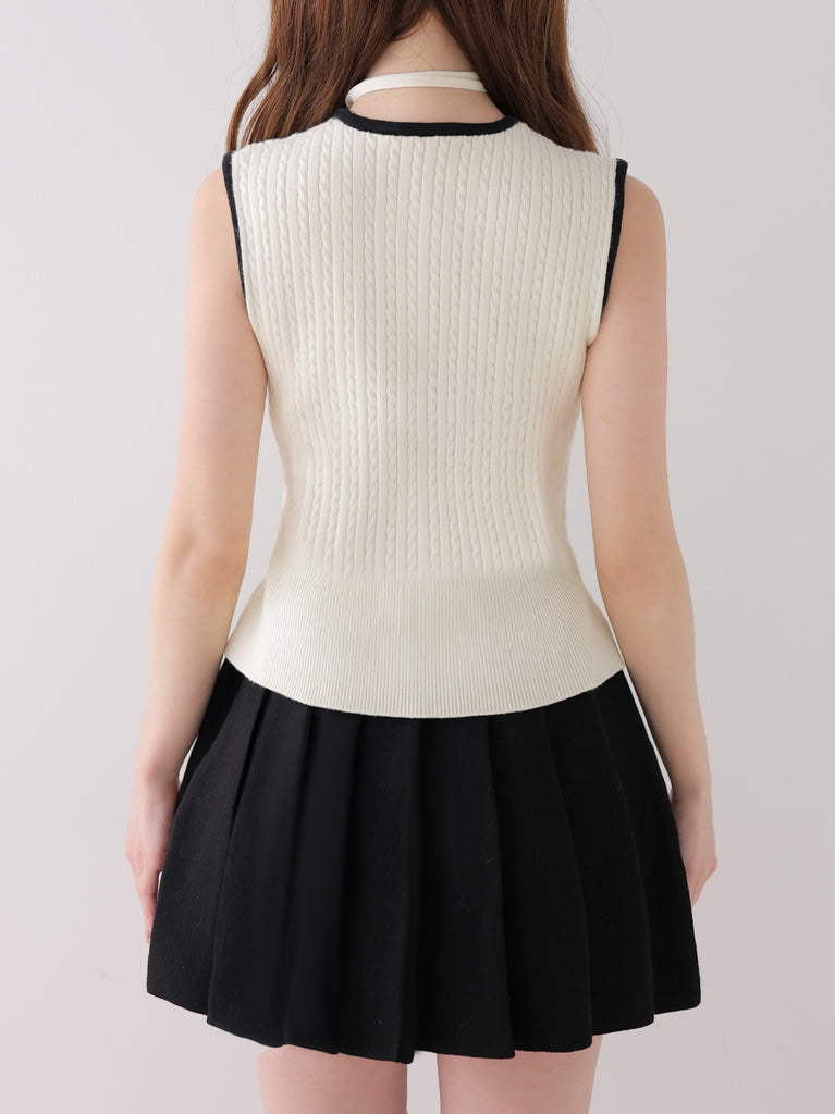 【Pre Order】Rose brooch piping knit setup(eme11084)