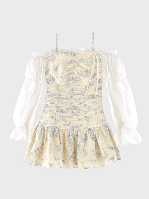 Toile flower gather mini onepiece(eme11086)