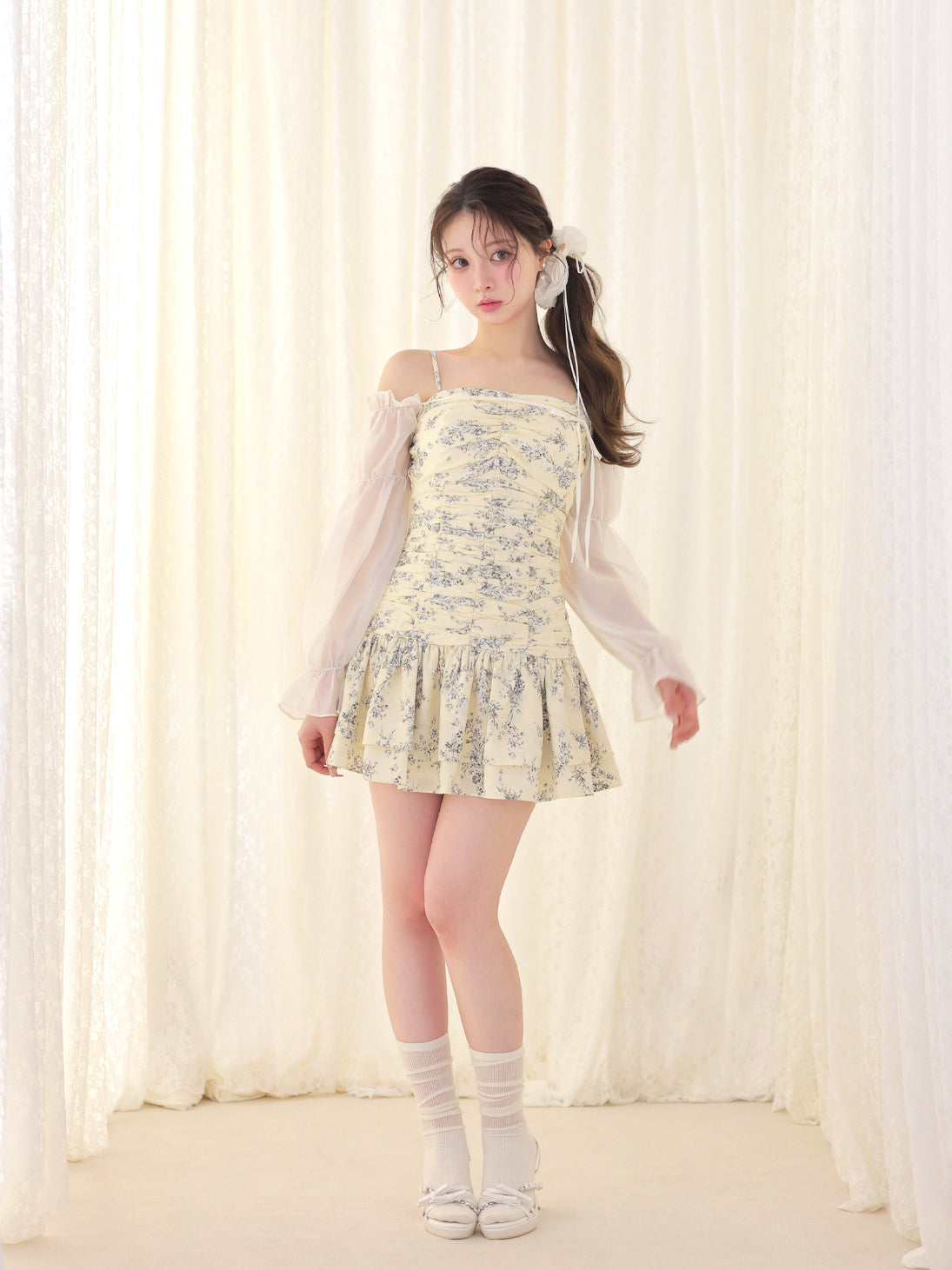 Toile flower gather mini onepiece(eme11086) – M me eme