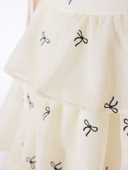 【Pre Order】Lame chiffon ribbon slit onepiece(eme11087)