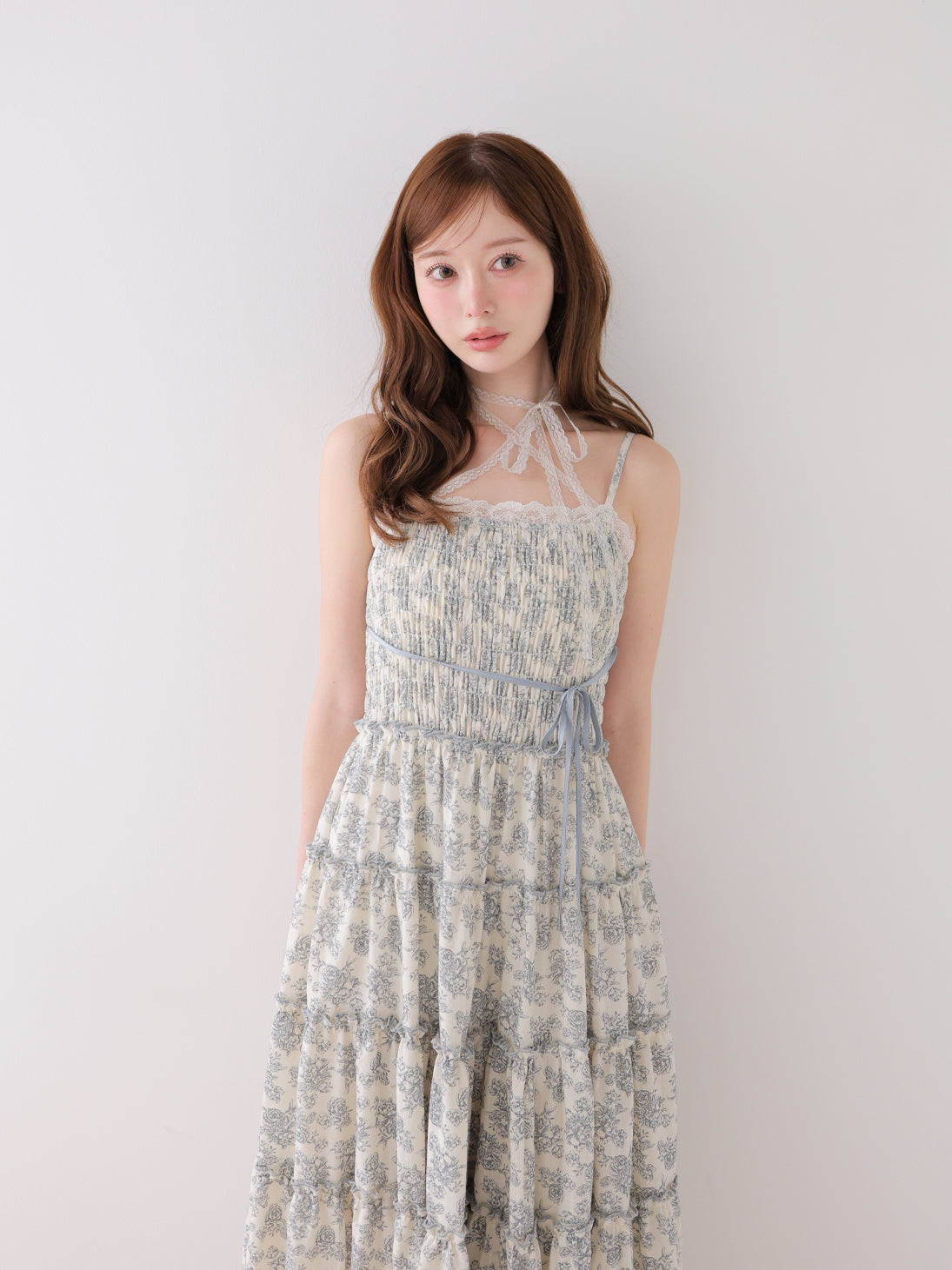 Noble flower ribbon long onepiece エムエメ Noble flower ribbon long onepiece(eme11089) – M me eme