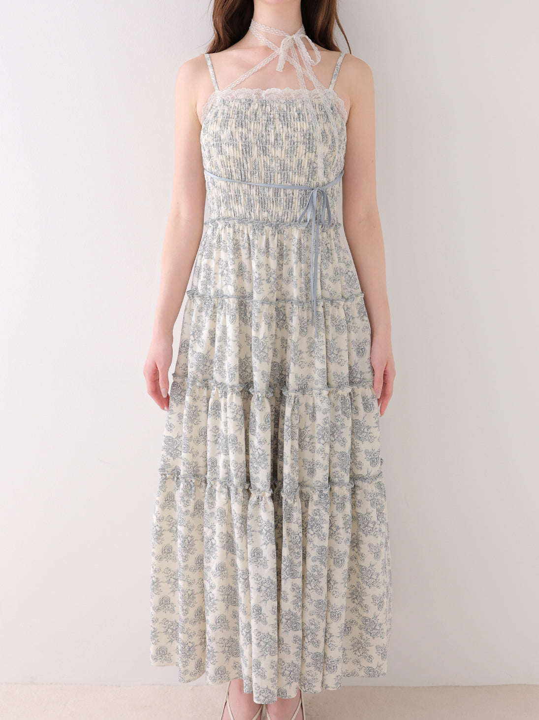 Noble flower ribbon long onepiece(eme11089) – M me eme