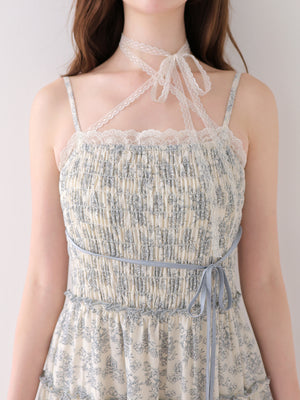 Noble flower ribbon long onepiece(eme11089)
