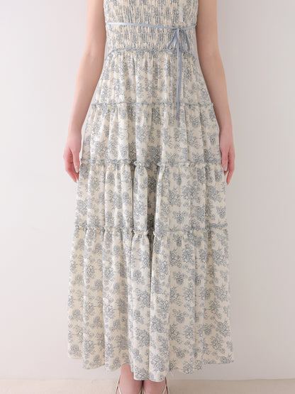 Noble flower ribbon long onepiece(eme11089)