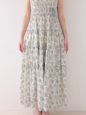Noble flower ribbon long onepiece(eme11089)