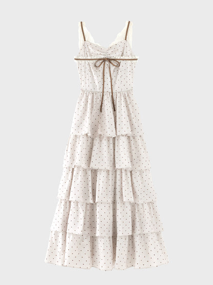 【Pre Order】Lace docking dot long onepiece(eme11090)
