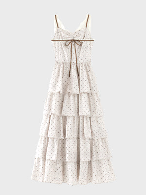 【Pre Order】Lace docking dot long onepiece(eme11090)