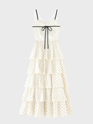 【Pre Order】Lace docking dot long onepiece(eme11090)