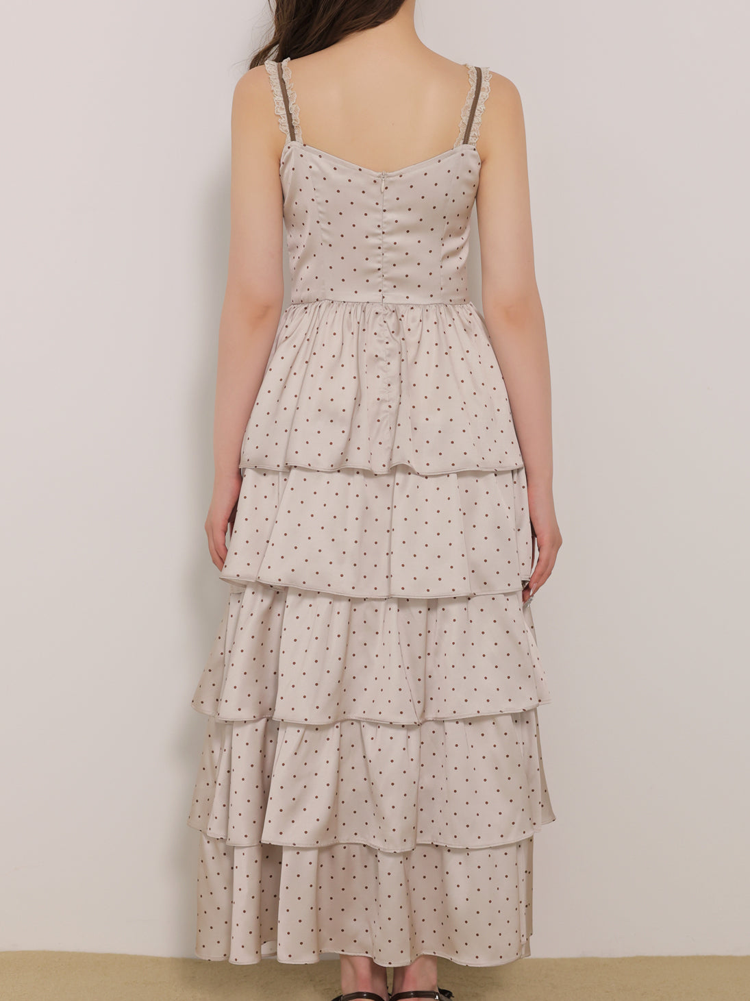 【Pre Order】Lace docking dot long onepiece(eme11090)