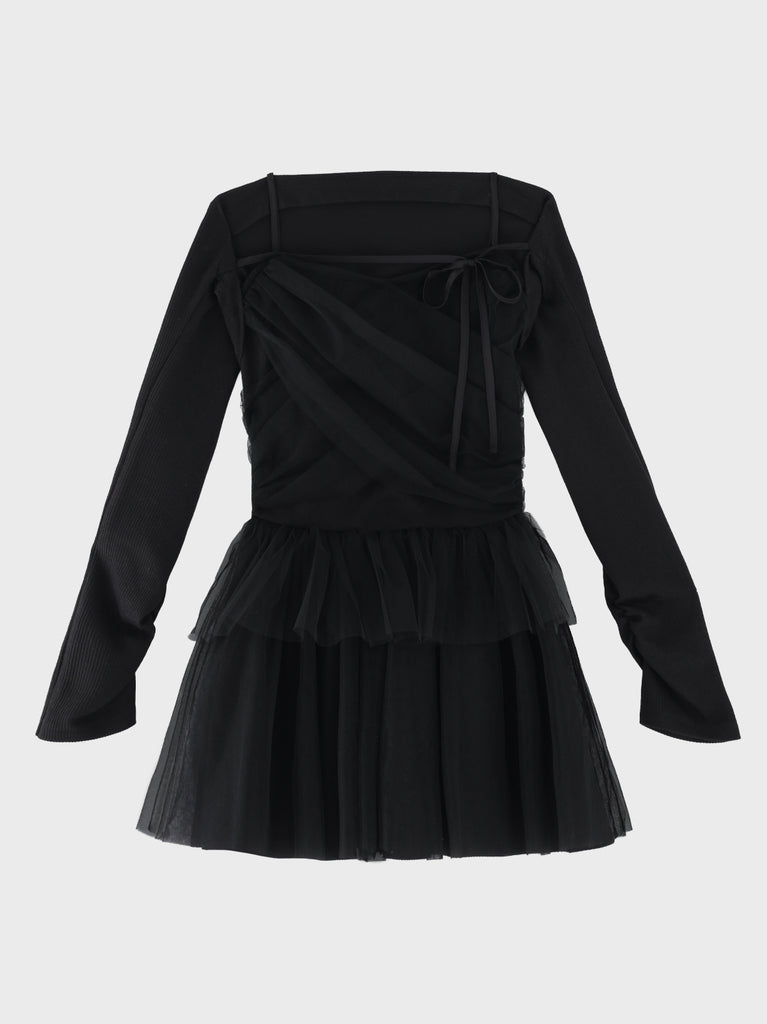 【Pre Order】Tulle knit bolero ensemble onepiece(eme11091)