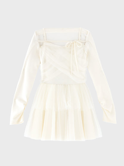 【Pre Order】Tulle knit bolero ensemble onepiece(eme11091)
