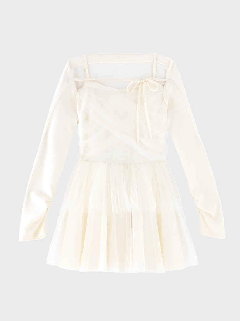 【Pre Order】Tulle knit bolero ensemble onepiece(eme11091)