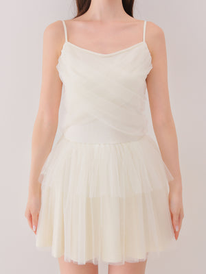 【Pre Order】Tulle knit bolero ensemble onepiece(eme11091)