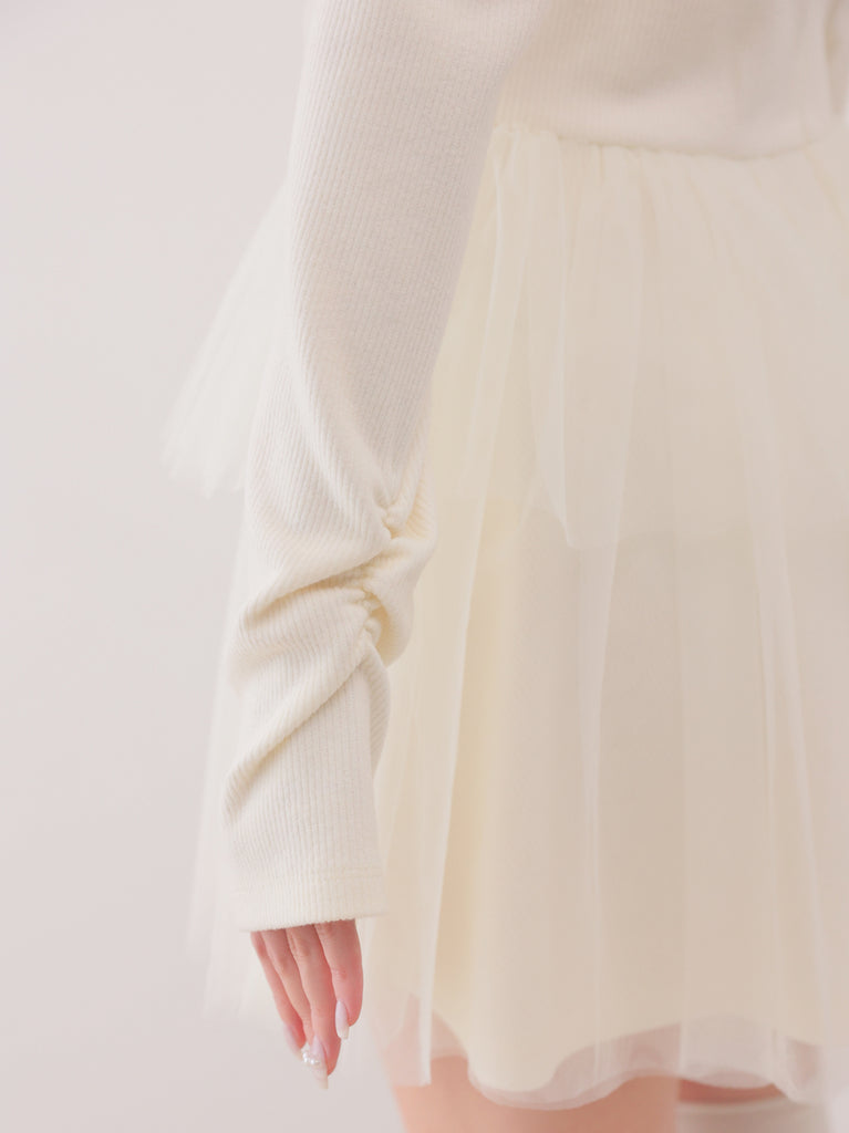【Pre Order】Tulle knit bolero ensemble onepiece(eme11091)