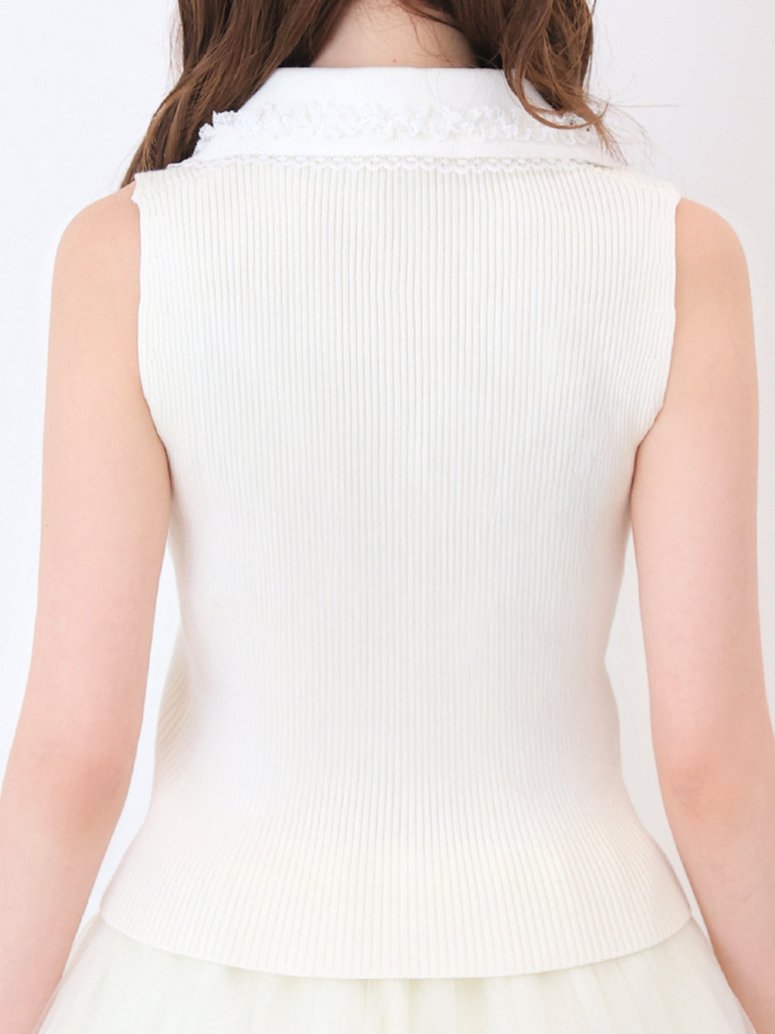 Bijou ribbon collar knit tops(eme11094)