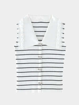Bijou ribbon collar knit tops(eme11094)