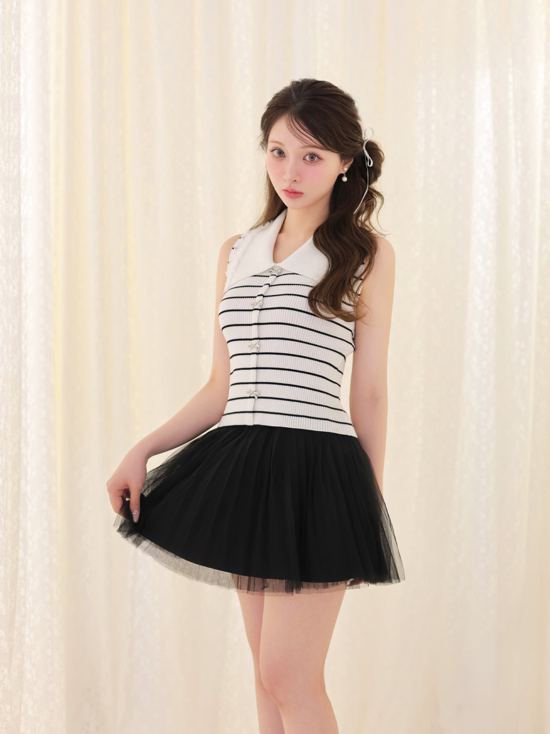 model：160cm　(size：F　color：Border)