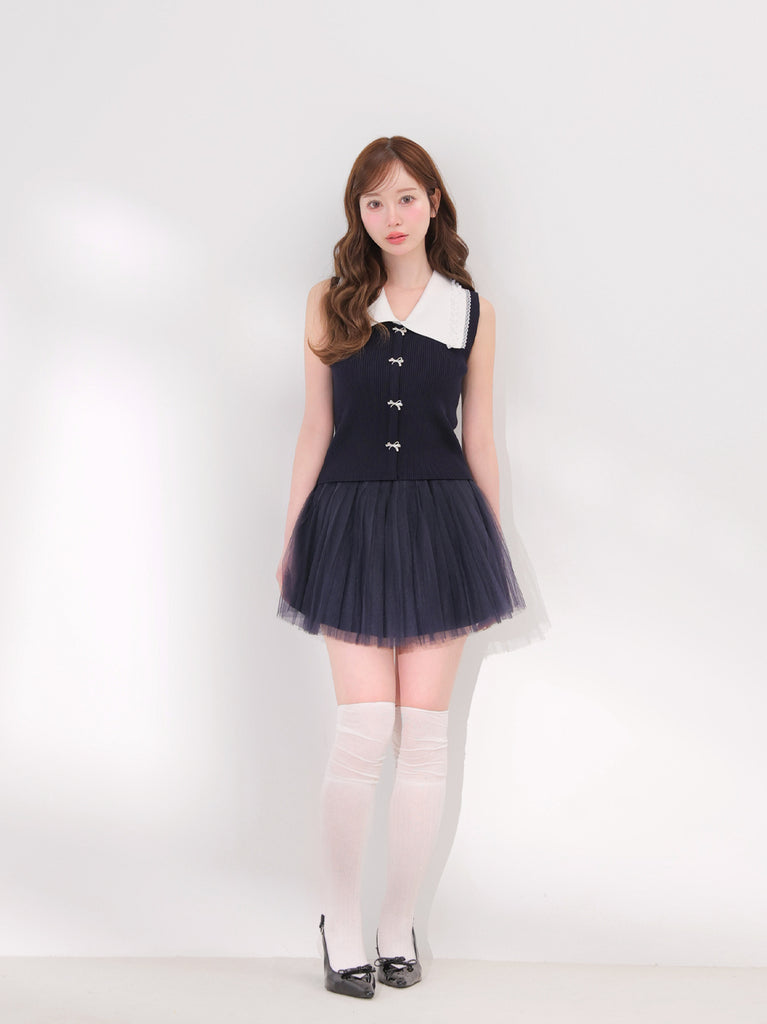 model：162cm　(size：F　color：Navy)