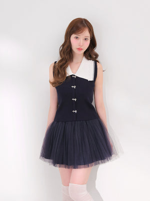 model：162cm　(size：F　color：Navy)