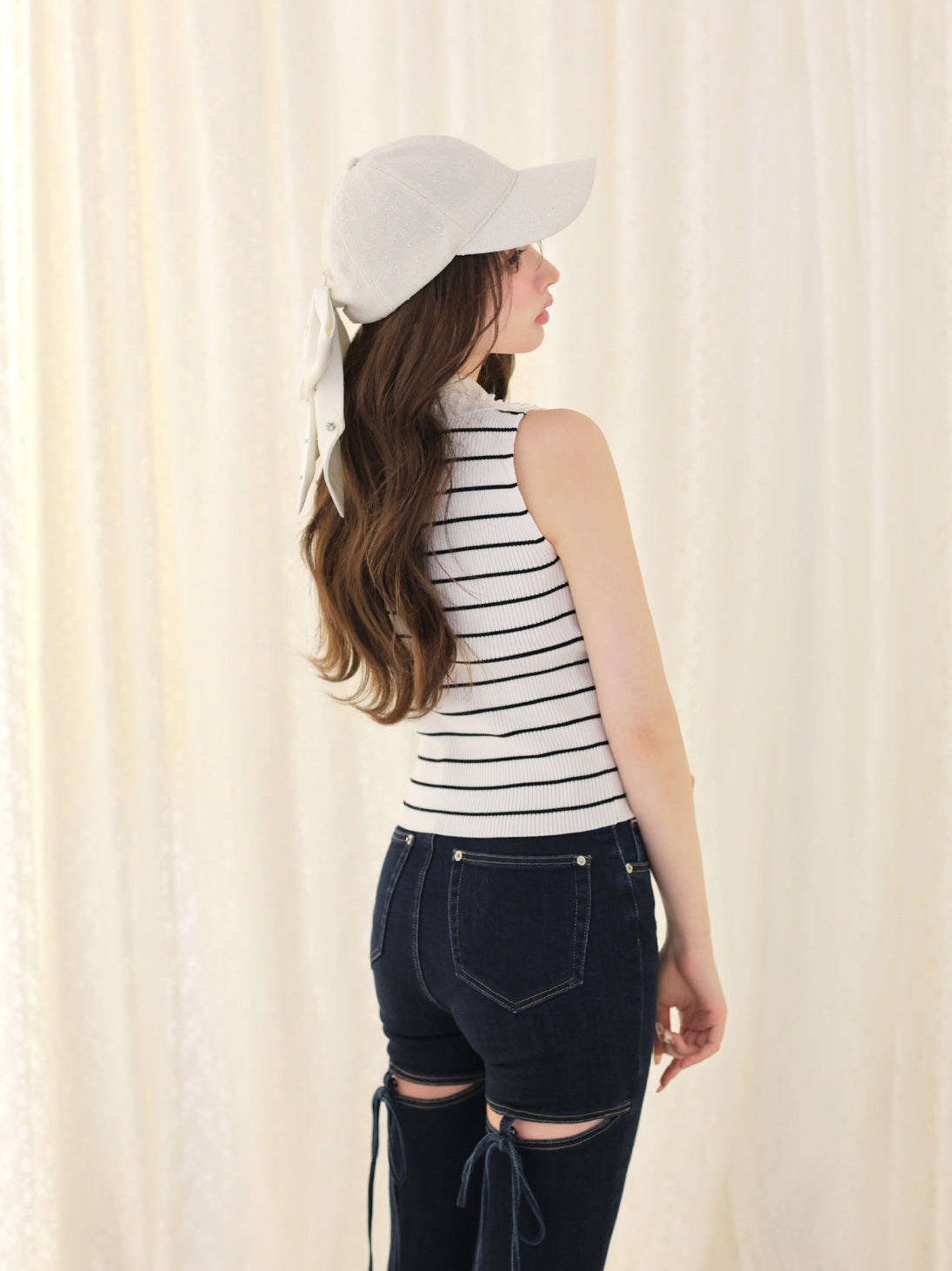 3way ribbon tweed cap(eme10578) – M me eme