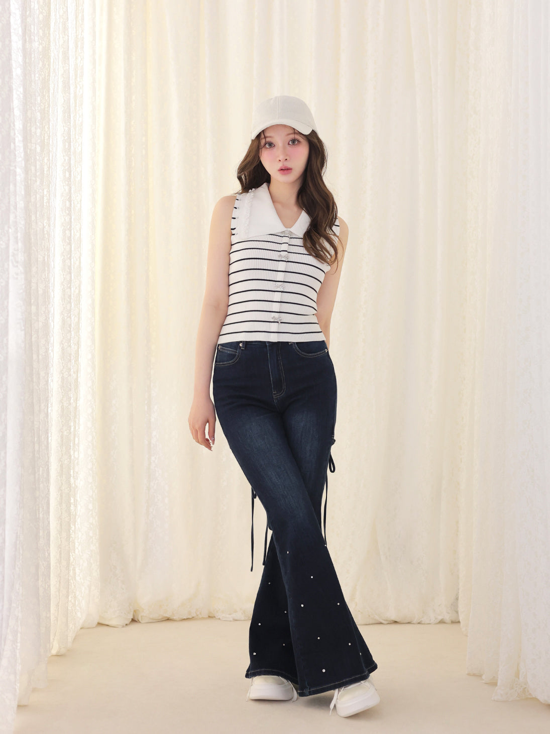 model：160cm　(size：F　color：Border)