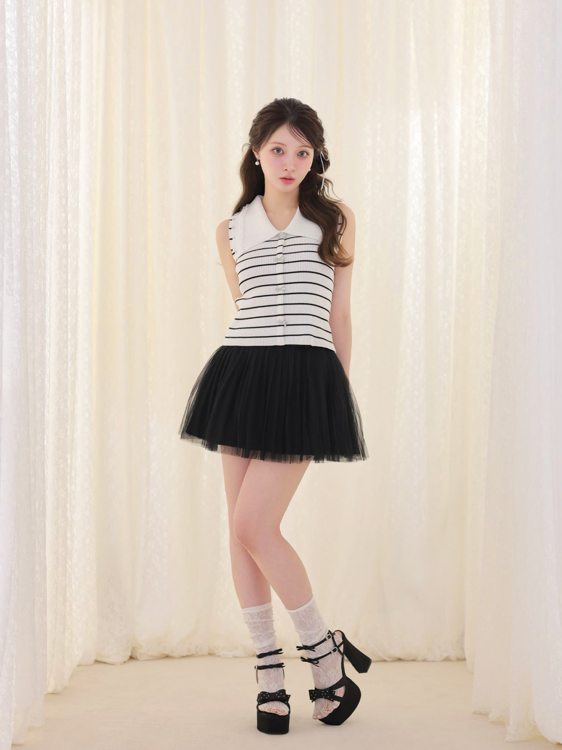 model：160cm　(size：F　color：Border)