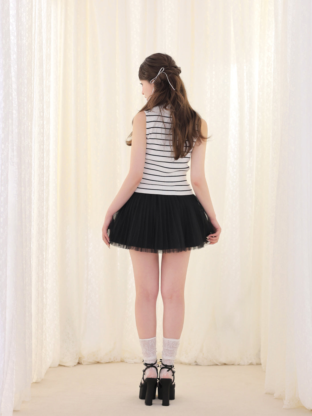 model：160cm　(size：F　color：Border)