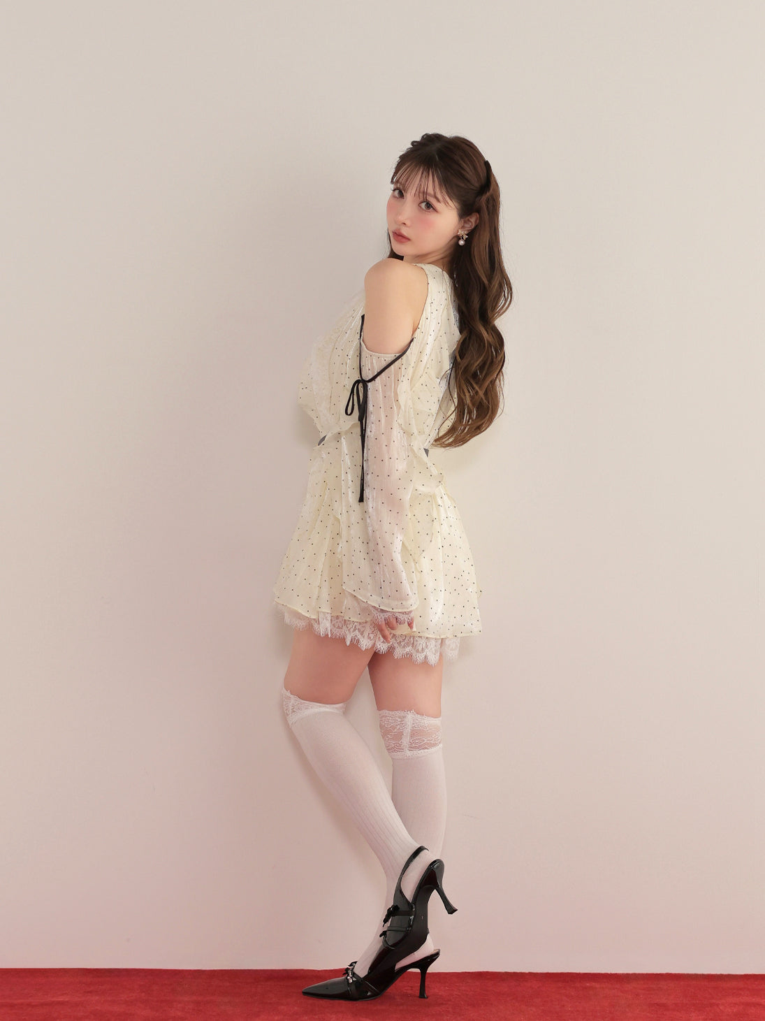 model：160cm　(size：F　color：Dot)