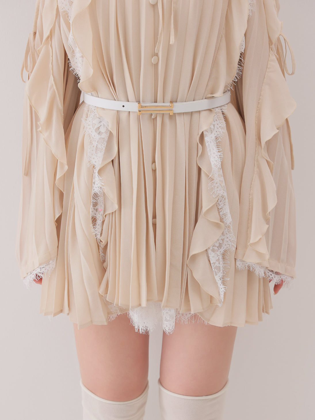 【Pre Order】Lace chiffon tunic mini onepiece(eme11099)