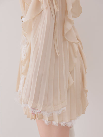 【Pre Order】Lace chiffon tunic mini onepiece(eme11099)