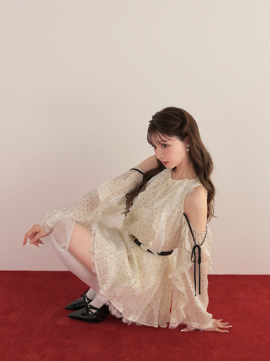 model：160cm　(size：F　color：Dot)
