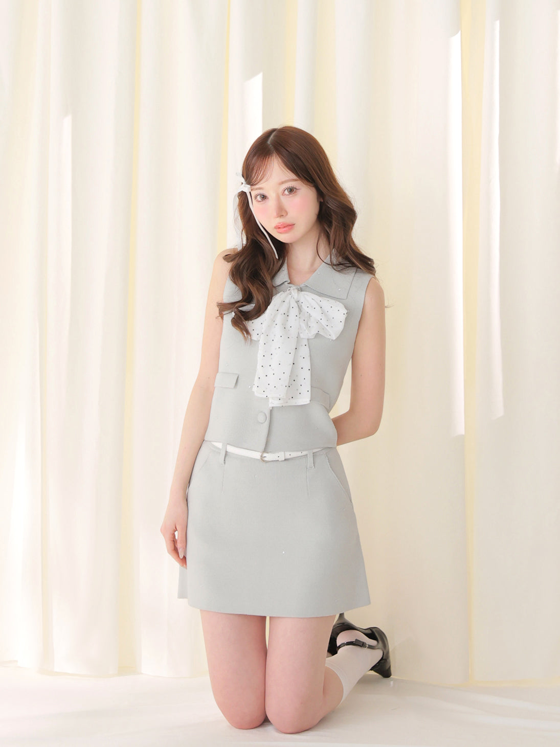 model：162cm　(size：F　color：Blue)