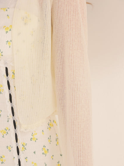 Mellow cut open sheer cardigan (eme11125)