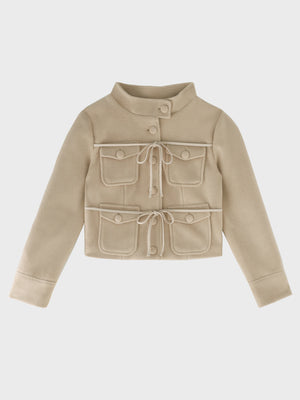 【Pre Order】Double ribbon lady short jacket(eme11102)