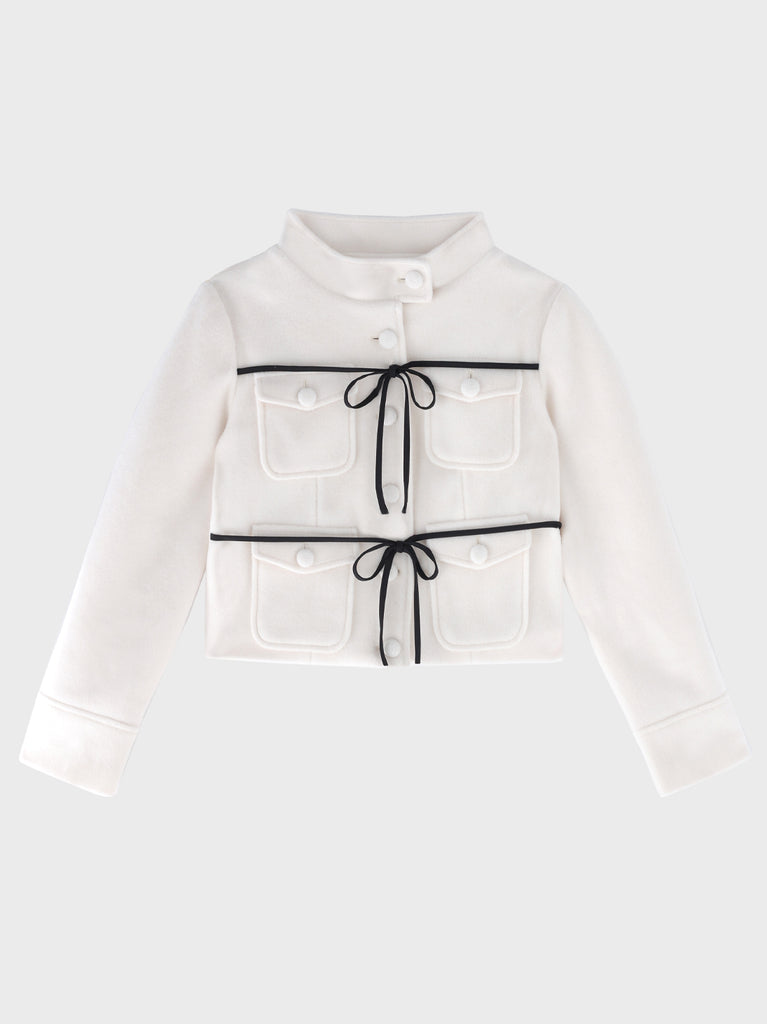 【Pre Order】Double ribbon lady short jacket(eme11102)