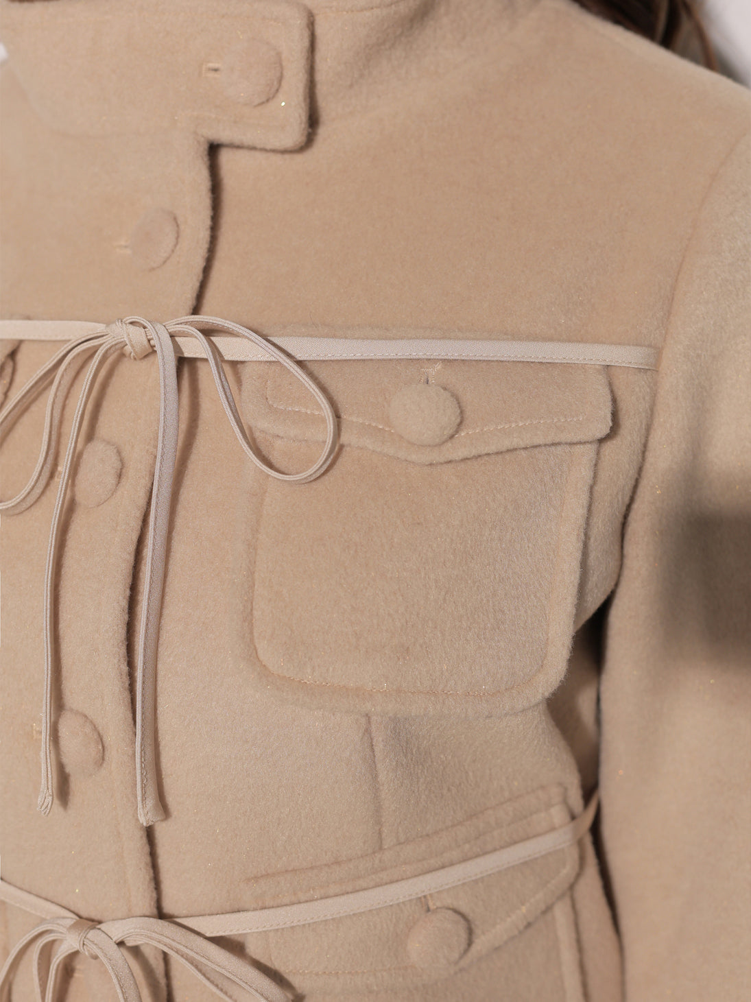 【Pre Order】Double ribbon lady short jacket(eme11102)