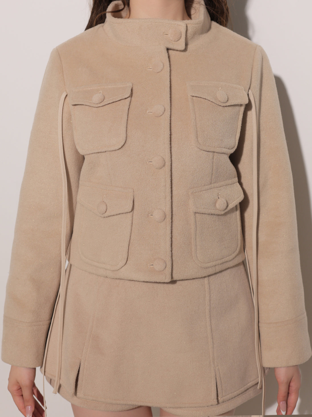 【Pre Order】Double ribbon lady short jacket(eme11102)