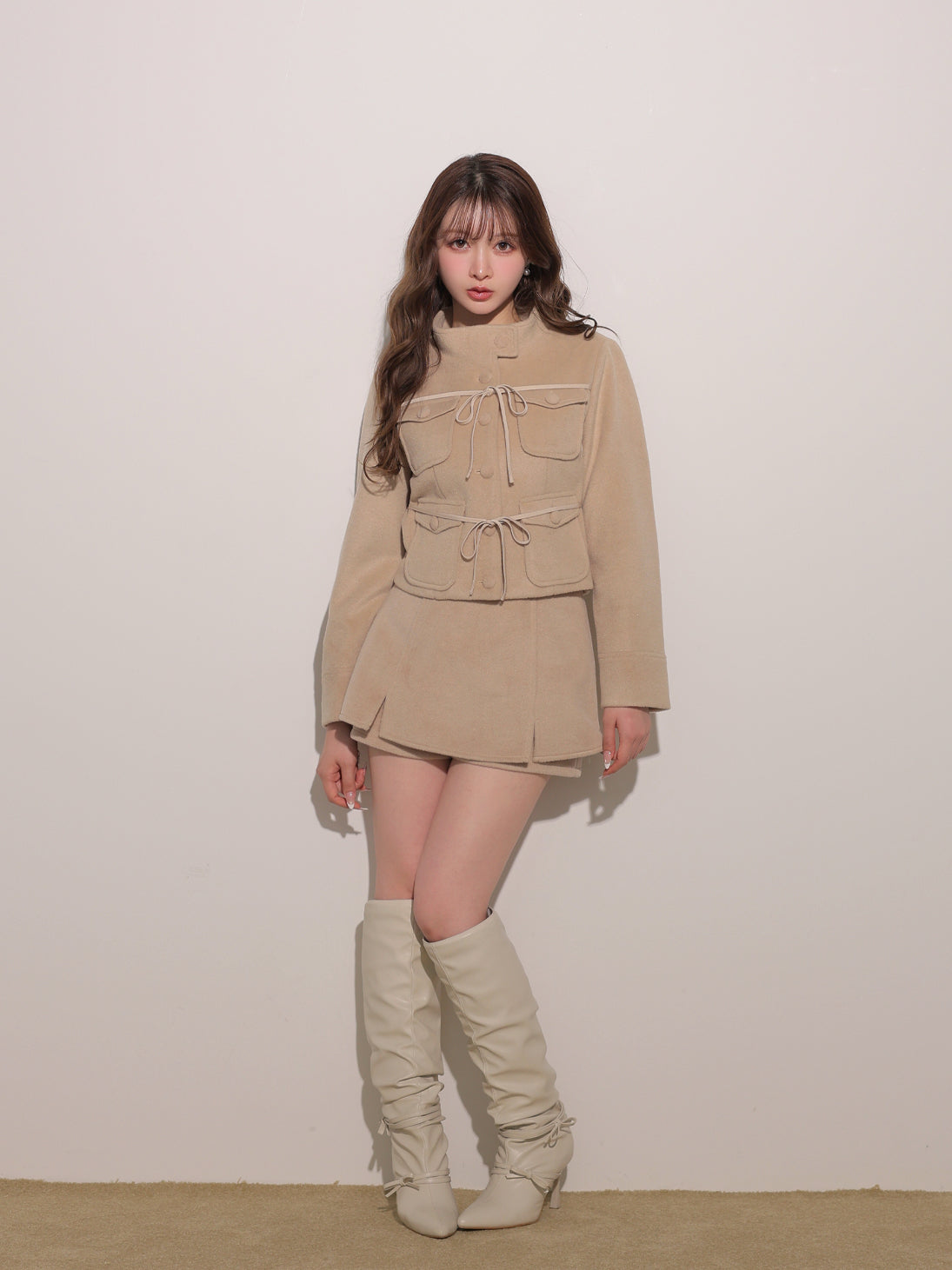 model：160cm　(size：F　color：Beige)