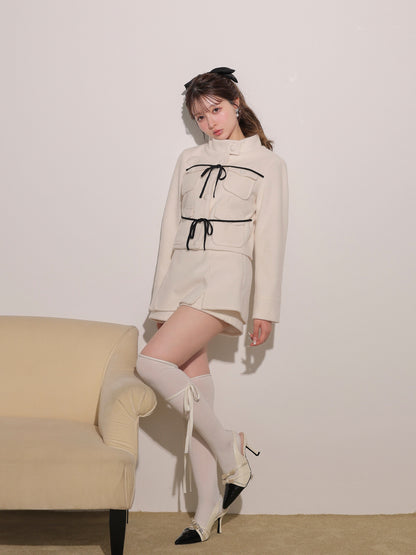 model：160cm　(size：L　color：Ivory×Black)