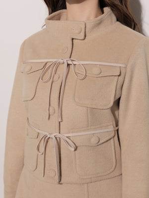 【Pre Order】Double ribbon lady short jacket(eme11102)