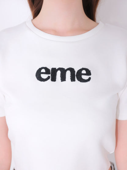 Embroidered logo cropped T-shirt(eme11104)