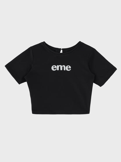 Embroidered logo cropped T-shirt(eme11104)