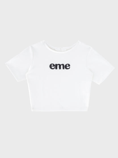 Embroidered logo cropped T-shirt(eme11104)