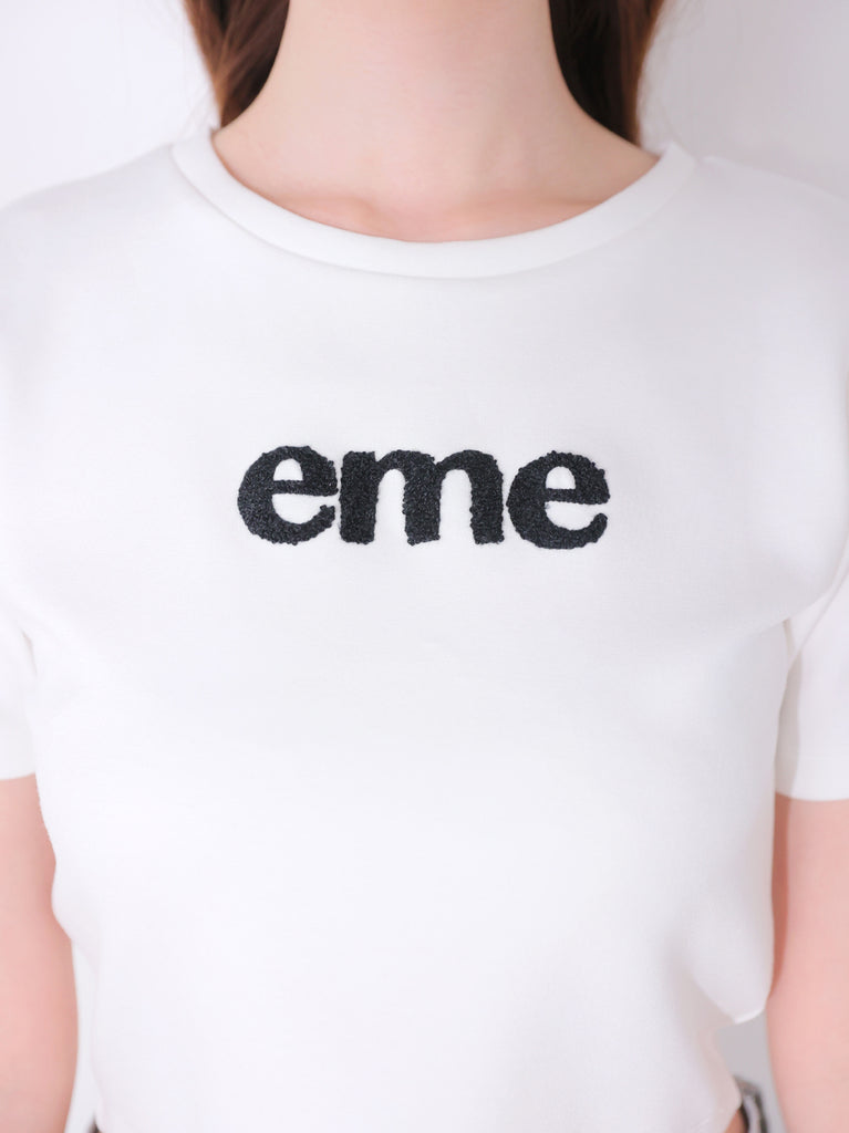 Embroidered logo cropped T-shirt(eme11104)