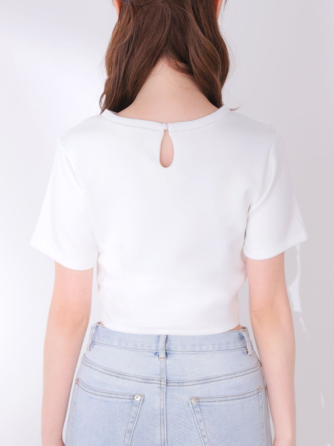 Embroidered logo cropped T-shirt(eme11104)