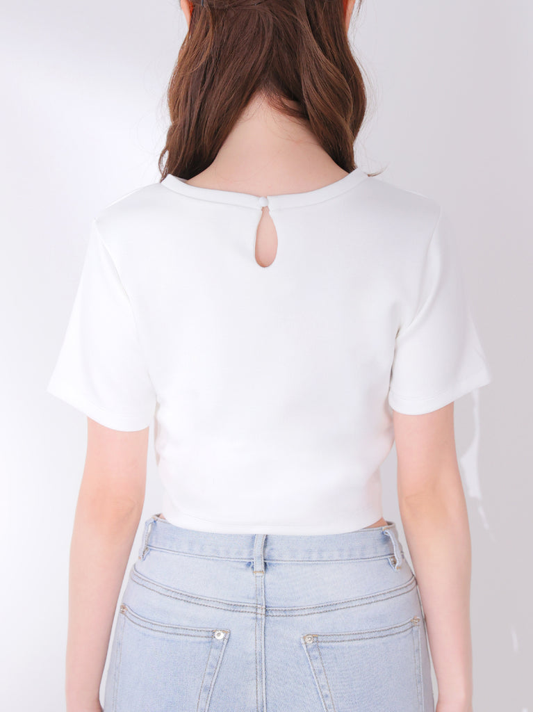 Embroidered logo cropped T-shirt(eme11104)