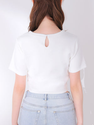 Embroidered logo cropped T-shirt(eme11104)
