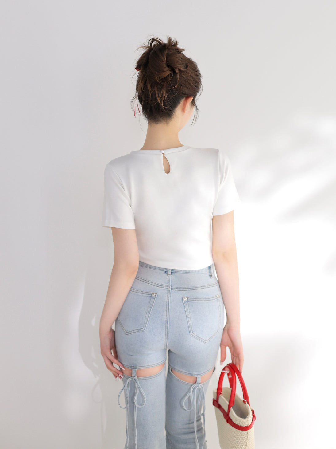 Embroidered logo cropped T-shirt(eme11104) – M me eme