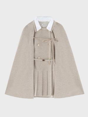 Classical ribbon belted cape coat(eme11105)